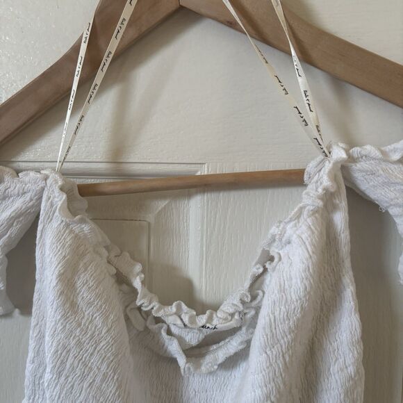 White Ruffled Off-Shoulder Crop Top - Picture 5 of 10